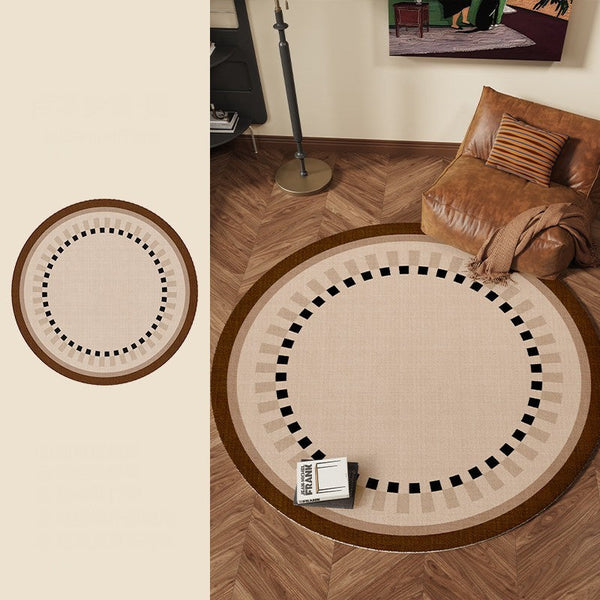 Mid Century Modern Rugs under Chairs, Bedroom Circular Modern Rugs, Geometric Round Rugs for Dining Room, Contemporary Modern Rugs-Silvia Home Craft