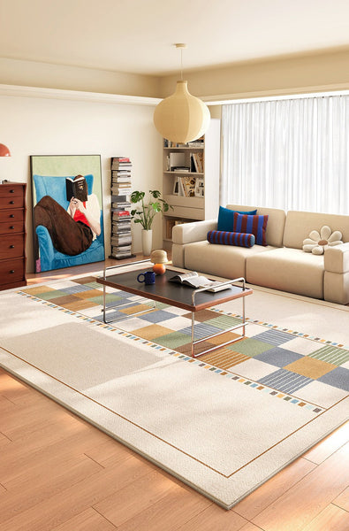 Modern Runner Rugs Next to Bed, Colorful Mid Century Rugs, Abstract Contemporary Modern Rugs for Living Room, Modern Rugs for Apartment-Silvia Home Craft