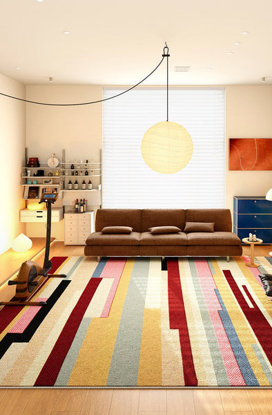 Large Geometric Rugs for Living Room, Contemporary Modern Rugs for Bedroom, Colorful Abstract Modern Area Rugs for Dining Room-Silvia Home Craft