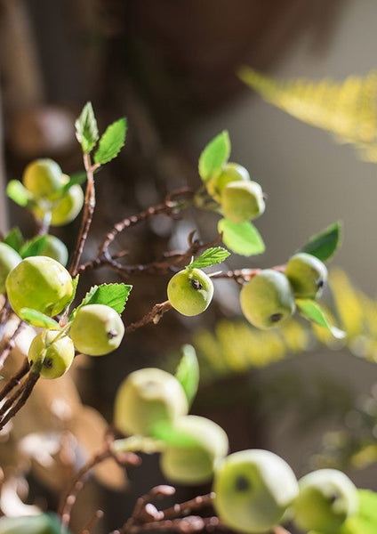 Green Apple Branch, Fruit Branch, Table Centerpiece, Beautiful Modern Flower Arrangement Ideas for Home Decoration, Simple Artificial Floral for Dining Room-Silvia Home Craft