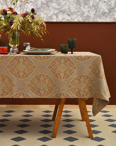Persian Oriental Tablecloth for Dining Room Table, Extra Large Rectangle Table Covers for Kitchen, Cotton Square Tablecloth for Coffee Table-Silvia Home Craft