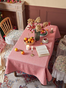Simple Modern Rectangle Tablecloth for Dining Room Table, Knitted Plaid Embroidery Farmhouse Table Cloth, Square Tablecloth for Round Table-Silvia Home Craft
