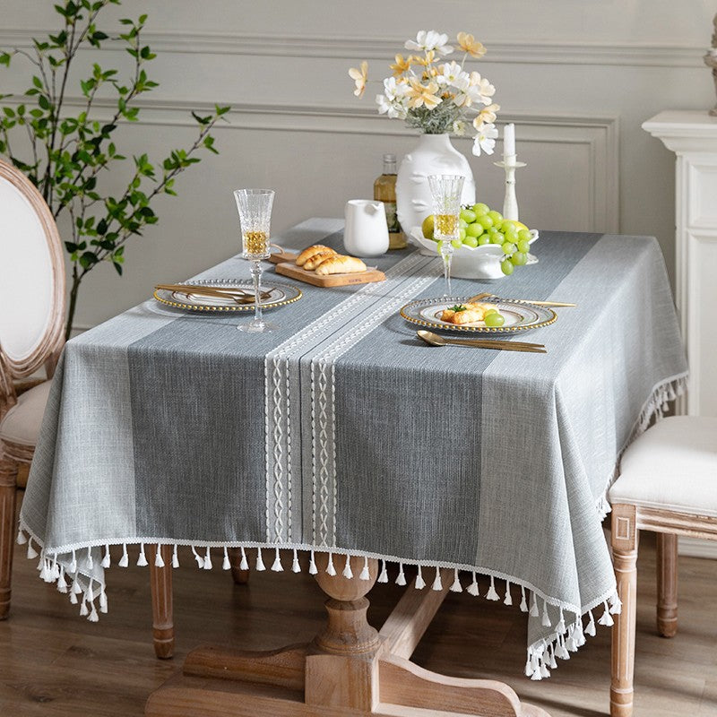 Country Farmhouse Tablecloth, Large Rectangular Tablecloth for Oval Table, Rustic Table Covers for Kitchen, Cotton and Linen Tablecloth for Dining Room Table-Silvia Home Craft