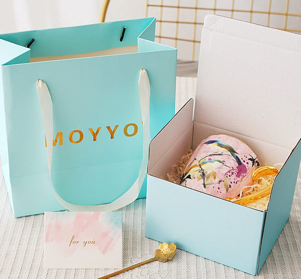 Elegant Pink Ceramic Coffee Mug, Beautiful Bird Flower Ceramic Mug, Large Creative Porcelain Mug, Large Capacity Ceramic Mugs for Office-Silvia Home Craft