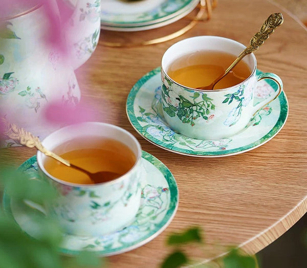 Luxury Tea Cup Set, Elegant Coffee Cup, Porcelain Tea Saucer, Ceramic Tea Cup Set, British Tea Cup Set-Silvia Home Craft