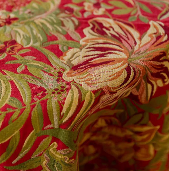Large Modern Rectangle Tablecloth for Dining Table, Flower Pattern Red Table Covers for Round Table, Farmhouse Table Cloth for Oval Table-Silvia Home Craft