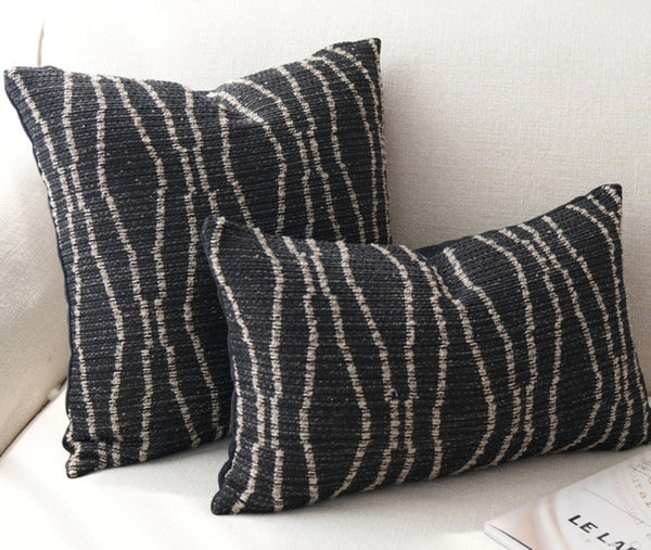 Modern Pillows for Dining Room, Modern Sofa Pillows, Large Modern Sofa Pillows, Decorative Throw Pillows for Couch, Black Contemporary Throw Pillows-Silvia Home Craft