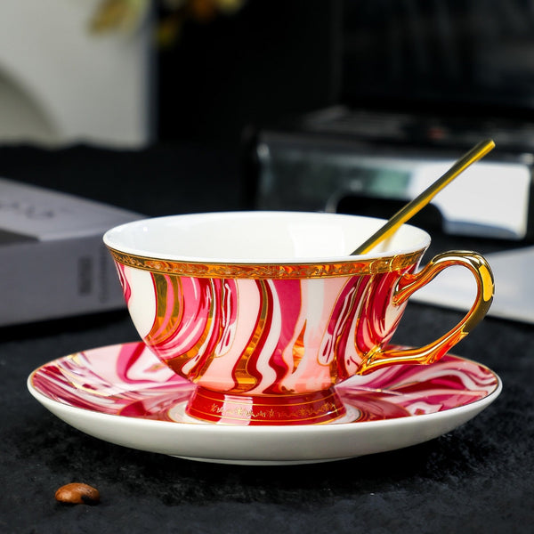 Vintage Ceramic Tea Cup and Saucer Set, Elegant Porcelain Coffee Cups, British Royal Tea Cup and Saucer Set in Gift Box, Porcelain Tea Cup and Saucer Set-Silvia Home Craft