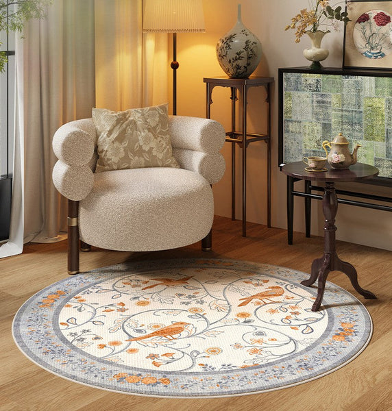 Dining Room Contemporary Round Rugs, Bedroom Modern Round Rugs, Modern Rug Ideas for Living Room, Circular Modern Rugs under Chairs-Silvia Home Craft