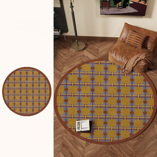 Modern Rugs under Coffee Table, Abstract Contemporary Round Rugs, Modern Rugs for Dining Room, Geometric Modern Rugs for Bedroom-Silvia Home Craft