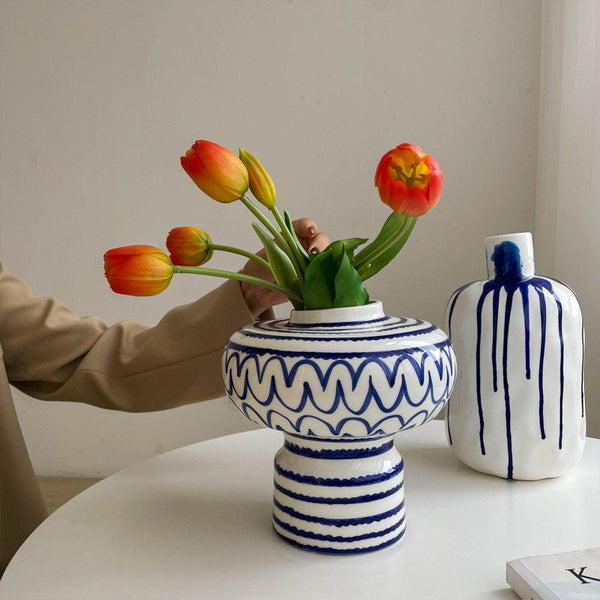 Handmade Water Holding Flower Vases, Modern Ceramic Flower Vases, Porcelain Bud Vases, Small Flower Vases on Table-Silvia Home Craft