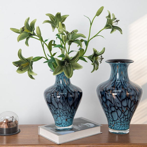 Handmade Liuli Vases, Centerpiece Vases on Table, Colored Glaze Vase for Modern Home Decor, Glass Bud Vases, Bouquet Flower Vase-Silvia Home Craft