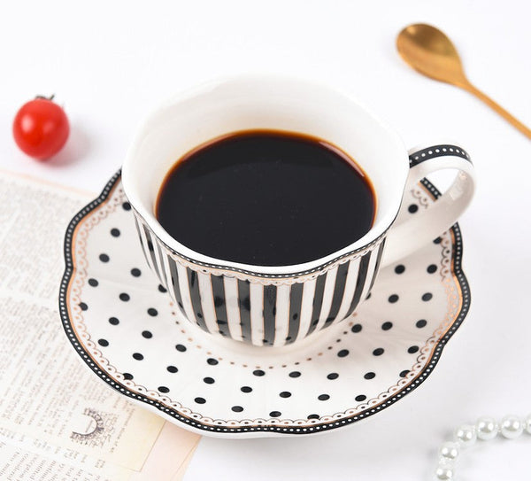 Elegant Modern Ceramic Coffee Cups, Creative Porcelain Tea Cup Saucer Set, Unique Porcelain Cup and Saucer, Afternoon British Tea Cups-Silvia Home Craft