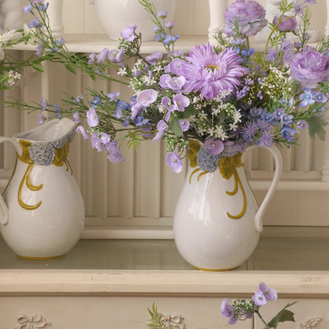 Artificial Floral for Living Room, Large Bunch of Purple Romantic Flowers for Bedroom, Beautiful Spring Flower Arrangement for Interior Design, Table Centerpiece-Silvia Home Craft