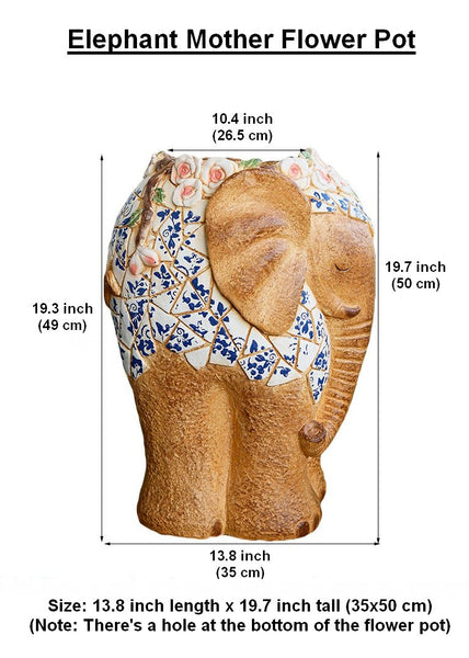 Oversized Garden Flower Pot, Modern Outdoor Garden Flower Pots, Extra Large Elephant Garden Flowerpots, Animal Statue for Garden Ornaments, Large Resin Statue for Garden-Silvia Home Craft