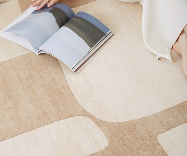 Unique Geometric Modern Rugs under Dining Room Table, Brown Modern Carpets for Office, Abstract Modern Rugs for Living Room, Contemporary Modern Rugs Next to Bed-Silvia Home Craft