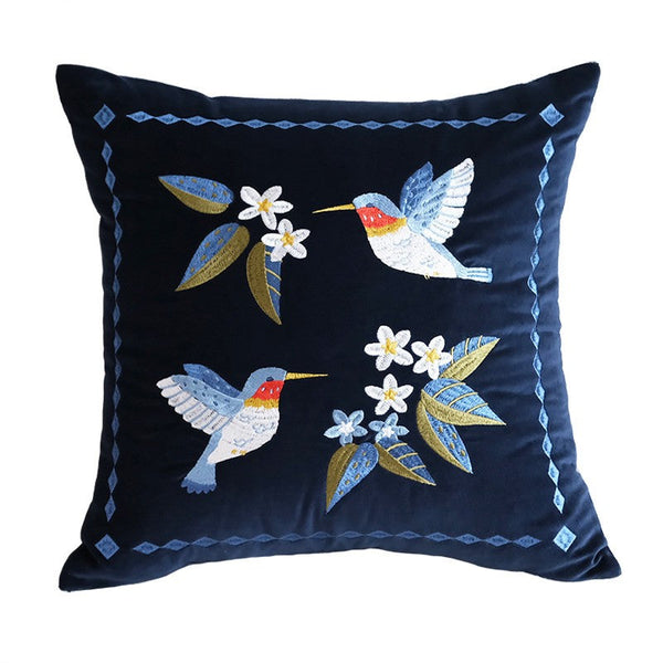 Decorative Pillow Arrangement Ideas for Couch, Vintage Decorative Pillows, Embroidered Birds Cushion, Decorative Pillows for Couch, Modern Throw Pillows for Bedroom-Silvia Home Craft