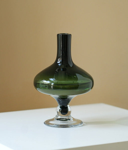 Decorative Glass Vase, Mid Century Glass Vases, Handmade Modern Vases for Bedroom, Centerpiece Contemporary Vases on Table, Modern Glass Vase for Flowers-Silvia Home Craft