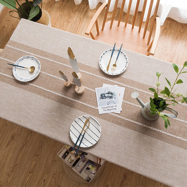 Farmhouse Cotton and Linen Tablecloths, Rectangular Tablecloth for Oval Table, Kitchen Rectangular Table Covers, Modern Table Cloths for Dining Room-Silvia Home Craft