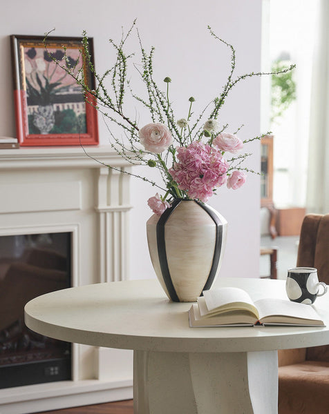 Large Contemporary Vases on Dining Table, Handmade Modern Flower Vase, Centerpiece Ceramic Bouquet Vases, Porcelain Vases for Modern Home Decor-Silvia Home Craft