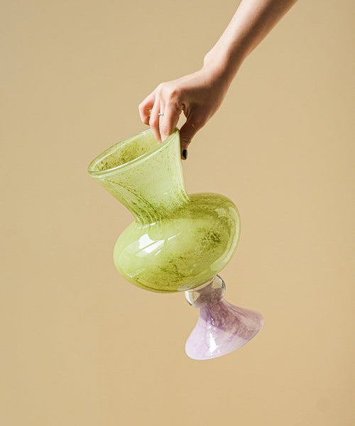 Modern Glass Vase for Flowers, Mid Century Glass Vases, Handmade Modern Vases for Living Room, Unique Decorative Glass Vase, Centerpiece Contemporary Vases on Table-Silvia Home Craft