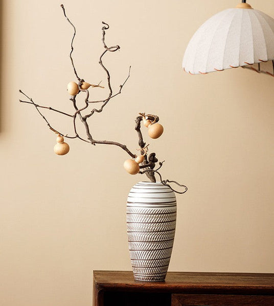 Centerpiece on Dining Table, Large Flower Vase on Table, Modern Bouquet Flower Vases, Handmade Pottery Flower Vases Urn, Water Holding Flower Vases-Silvia Home Craft