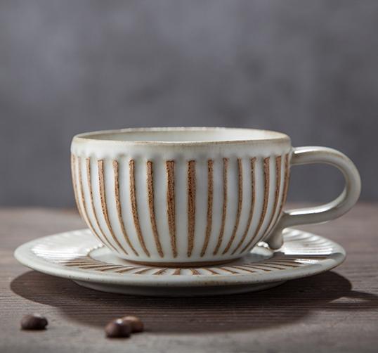 Breakfast Milk Cups, Latte Coffee Cup, 8 oz Coffee Cup and Saucer Set，Cappuccino Coffee Mug-Silvia Home Craft