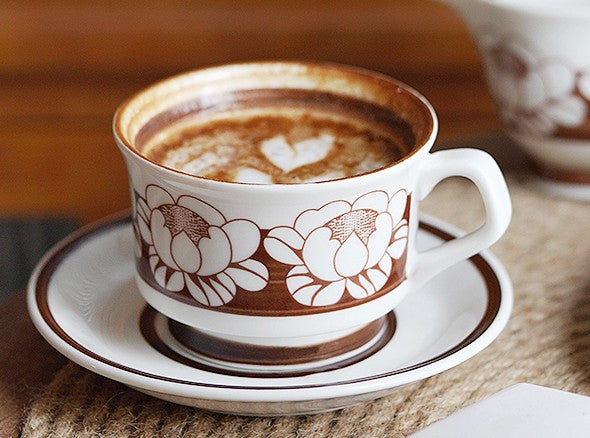 Elegant Ceramic Coffee Cups, Flower Porcelain Tea Cup Saucer Set, Beautiful British Tea Cups, Traditional English Tea Cup and Saucer-Silvia Home Craft