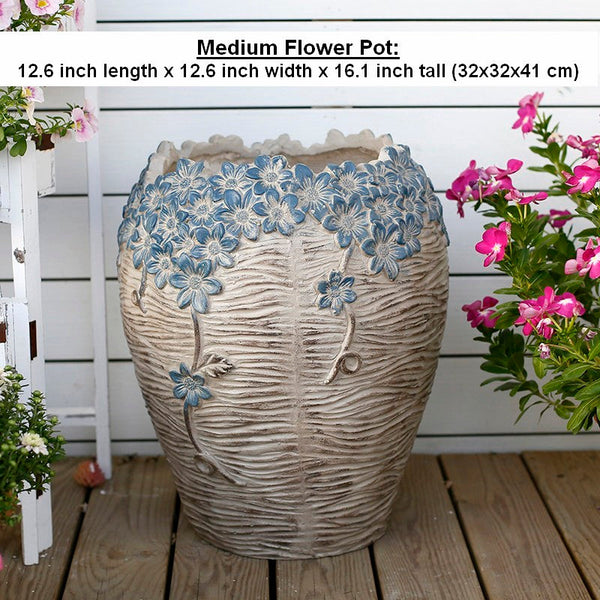 Extra Large Garden Flower Planters, Oversized Garden Flower Pot, Garden Ornaments, Large Resin Gardern Flower Planter, Modern Outdoor Garden Flower Pots-Silvia Home Craft
