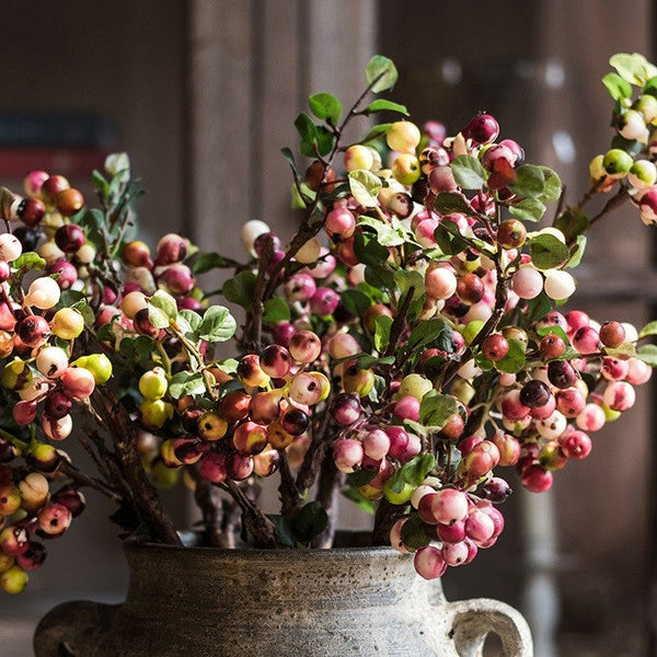 Cranberry Fruit Branch, Flower Arrangement Ideas for Living Room, Unique Artificial Flowers for Home Decoration, Spring Artificial Floral for Bedroom-Silvia Home Craft