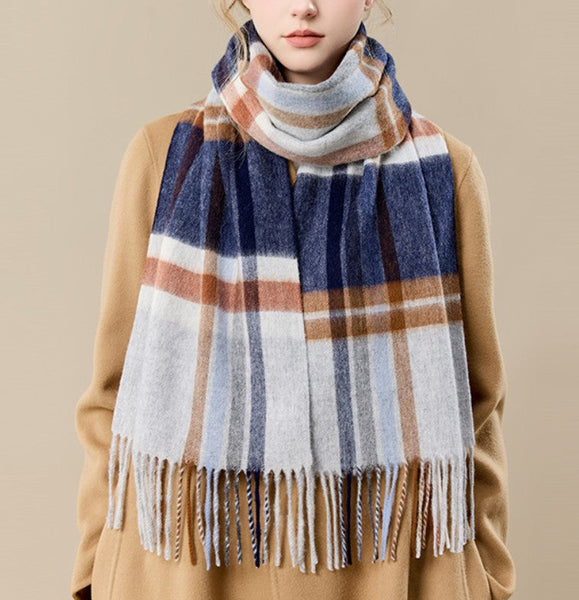 Soft Cashmere Scarf for Women, Checked Scarf Winter Wool Scarf, Elegant Wool Scarves, Warm Winter Scarf, Cold Weather Scarf, Holiday Scarf, Fashion Scarf, Christmas Gifts for Her