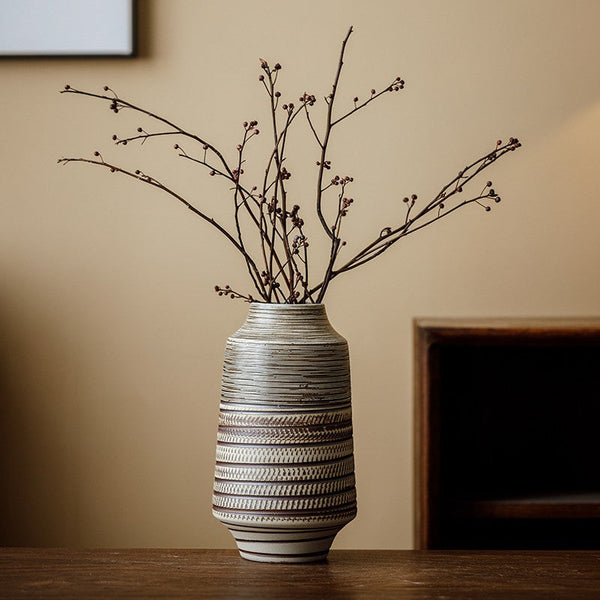 Modern Bouquet Flower Vases, Centerpiece on Dining Table, Handmade Pottery Flower Vases Urn, Water Holding Flower Vases, Large Flower Vase on Table-Silvia Home Craft