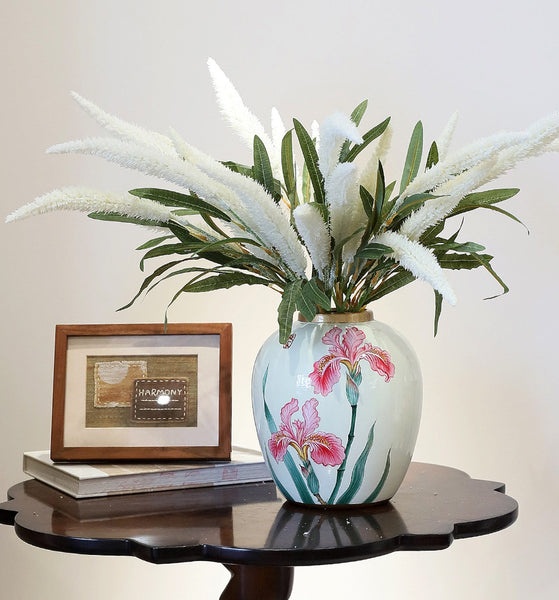 Large Flower Vases on Dining Table, Porcelain Flower Vases, Centerpiece Ceramic Bouquet Vases, Handmade Modern Flower Vase-Silvia Home Craft