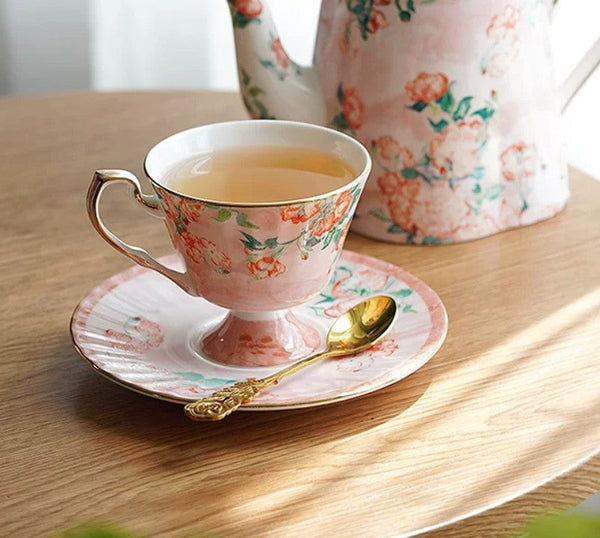 Luxury Tea Cup with Saucer, Elegant Coffee Cup, Porcelain Tea cups, Ceramic Tea Cup Set, British Tea Cup Set, Afternoon Tea Cup with Saucer Set-Silvia Home Craft
