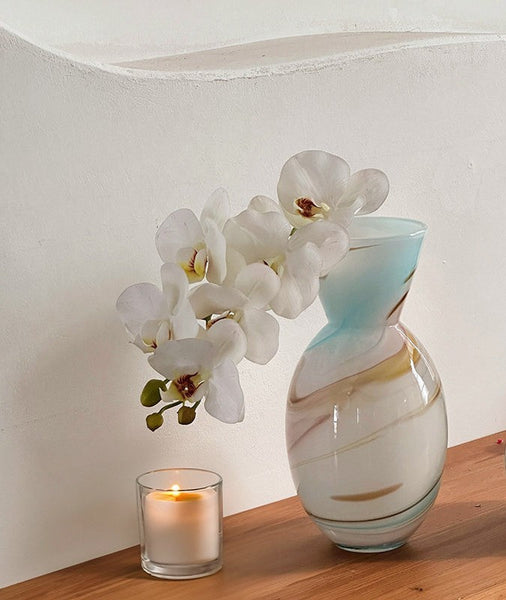 Cute Handmade Glass Vases, Vintage Small Glass Flower Vases, Flower Vases on Table, Modern Glass Vases for Flowers-Silvia Home Craft