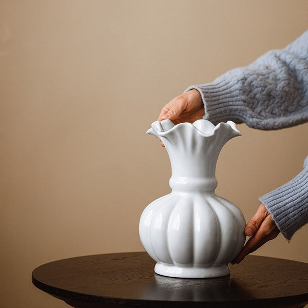 Handmade Water Holding Flower Vase, Ceramic Bud Vases, Small Flower Vases on Table, Rustic Porcelain Flower Vases-Silvia Home Craft