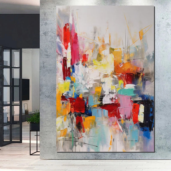 Simple Abstract Art, Wall Art Paintings for Bedroom, Large Paintings for Dining Room, Acrylic Painting on Canvas, Simple Modern Art Paintings-Silvia Home Craft