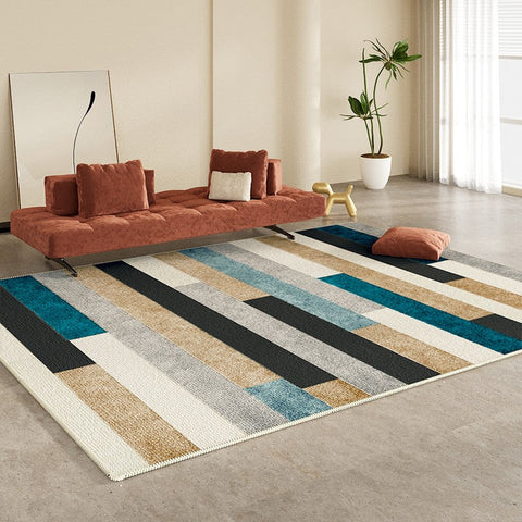 Modern Carpets for Kitchen, Geometric Contemporary Modern Rugs Next to Bed, Modern Rugs under Dining Room Table, Abstract Area Rugs for Living Room-Silvia Home Craft