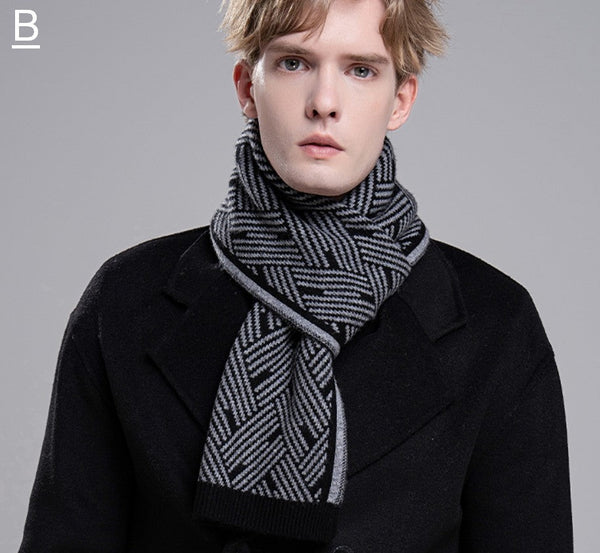 Gray Wool Scarf for Gentleman, Red Thick Wool Scarf, Business Formal Men Scarf Styles, Men's Winter Scarf, Casual Scarf Men, Men's Wool Scarf Winter, Fashion Scarf-Silvia Home Craft