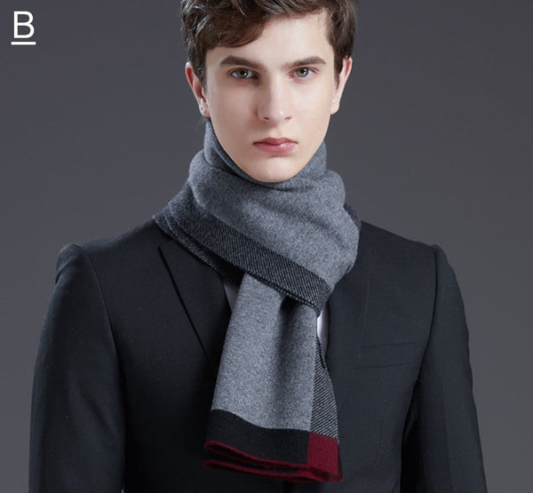 Beige Business Formal Men Scarf Styles, Gray Thick Wool Scarf, Wool Scarf for Gentleman, Men's Winter Scarf, Casual Scarf Men, Men's Wool Scarf Winter, Red Fashion Scarf-Silvia Home Craft