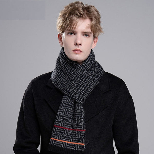 Modern Casual Scarf Men, Formal Men Scarf Styles, Men's Wool Scarf Winter, Business Wool Scarf for Gentleman, Men's Winter Scarf, Thick Wool Scarf for Men-Silvia Home Craft