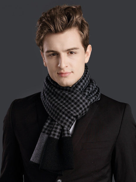 Business Wool Scarf for Gentleman, Men's Winter Scarf, Formal Men Scarf Styles, Casual Scarf Men, Modern Wool Scarf for Men, Men's Wool Scarf Winter-Silvia Home Craft