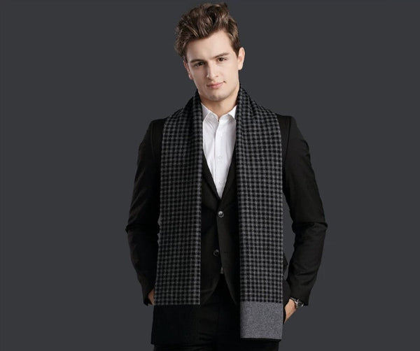 Business Wool Scarf for Gentleman, Men's Winter Scarf, Formal Men Scarf Styles, Casual Scarf Men, Modern Wool Scarf for Men, Men's Wool Scarf Winter-Silvia Home Craft