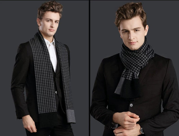 Business Wool Scarf for Gentleman, Men's Winter Scarf, Formal Men Scarf Styles, Casual Scarf Men, Modern Wool Scarf for Men, Men's Wool Scarf Winter-Silvia Home Craft