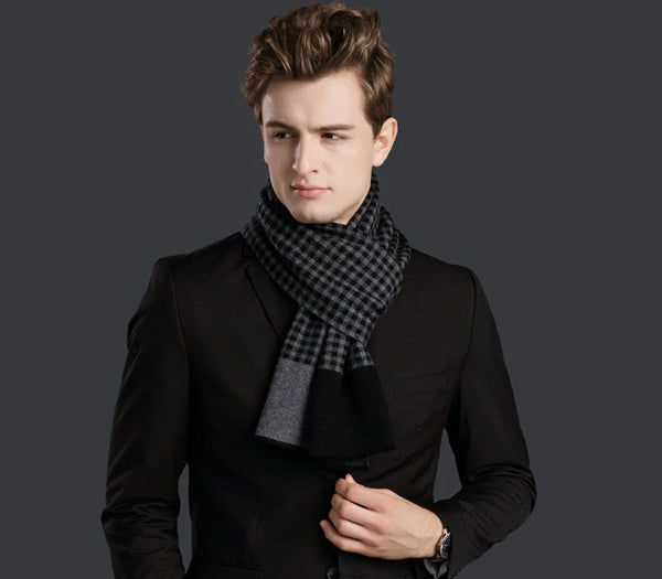 Business Wool Scarf for Gentleman, Men's Winter Scarf, Formal Men Scarf Styles, Casual Scarf Men, Modern Wool Scarf for Men, Men's Wool Scarf Winter-Silvia Home Craft