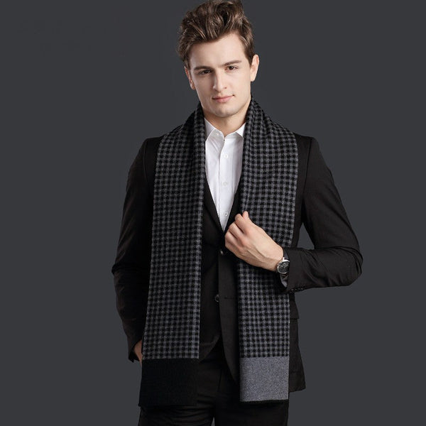 Business Wool Scarf for Gentleman, Men's Winter Scarf, Formal Men Scarf Styles, Casual Scarf Men, Modern Wool Scarf for Men, Men's Wool Scarf Winter-Silvia Home Craft