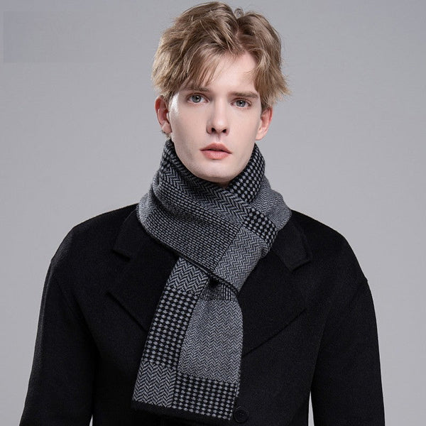 Men's Winter Scarf, Thick Wool Scarf for Men, Modern Casual Scarf Men, Business Wool Scarf for Gentleman, Formal Men Scarf Styles, Men's Wool Scarf Winter-Silvia Home Craft