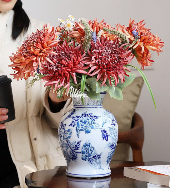 Handmade Flower Vase, Vintage Flower Vases on Dining Table, Porcelain Flower Vases, Centerpiece Ceramic Bouquet Vases-Silvia Home Craft