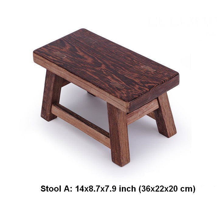 Shoe-changing Stool, Solid Wood low Stool, Wenge Wood Stool, Children's Wooden Stool, Sofa Stool, Dining Table Stool-Silvia Home Craft
