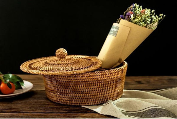 Indonesia Woven Storage Basket, Small Food and Snacks Basket, Kitchen Storage Basket, Storage Basket for Dining Room-Silvia Home Craft